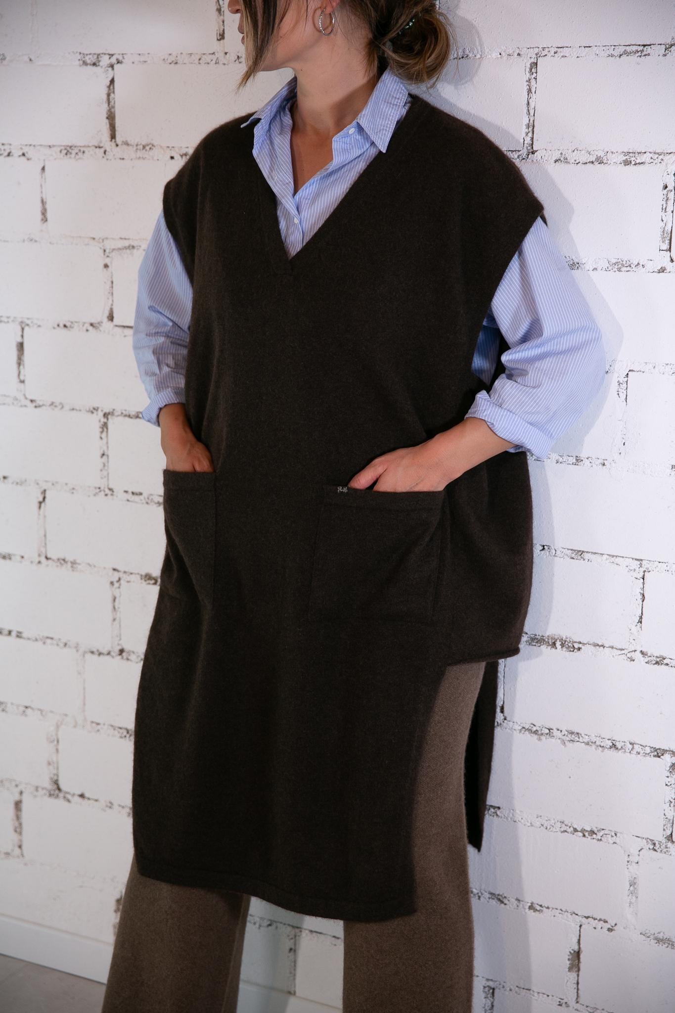 Langer Oversize-Pullunder aus reiner Yakwolle